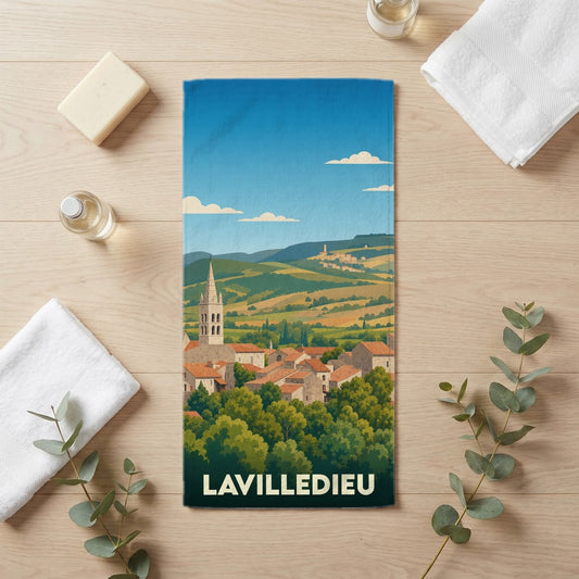 Serviette de bain 30 cm x 60 cm souvenir de Lavilledieu