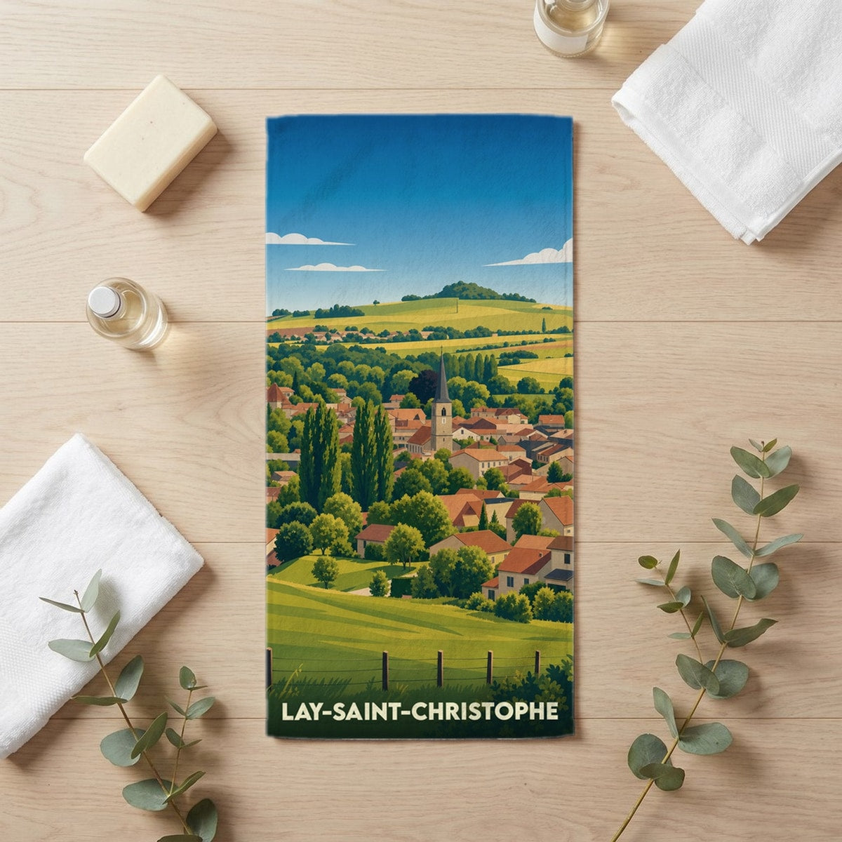 Serviette de bain 30 cm x 60 cm souvenir de Lay-Saint-Christophe