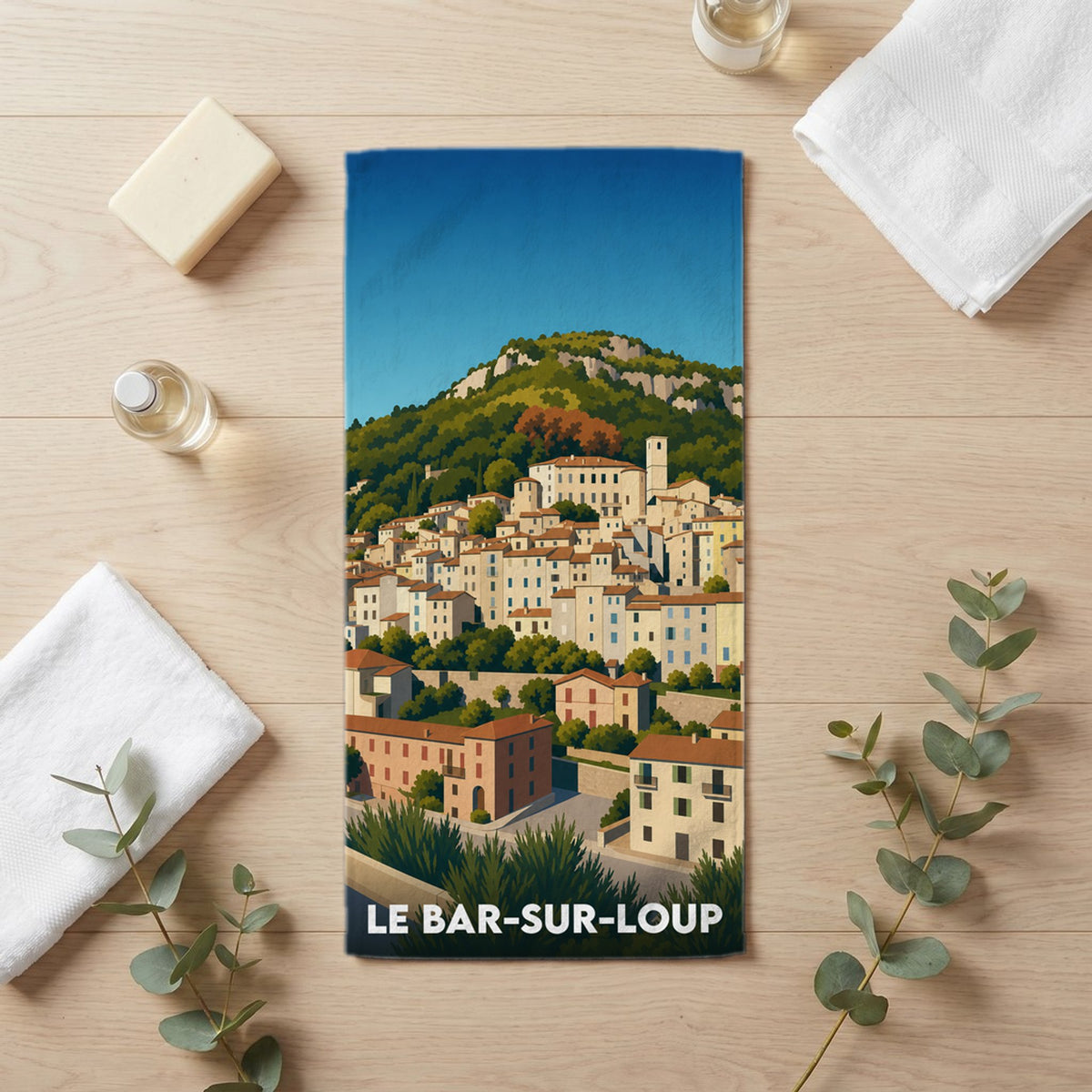 Serviette de bain 30 cm x 60 cm souvenir de Le Bar-sur-Loup