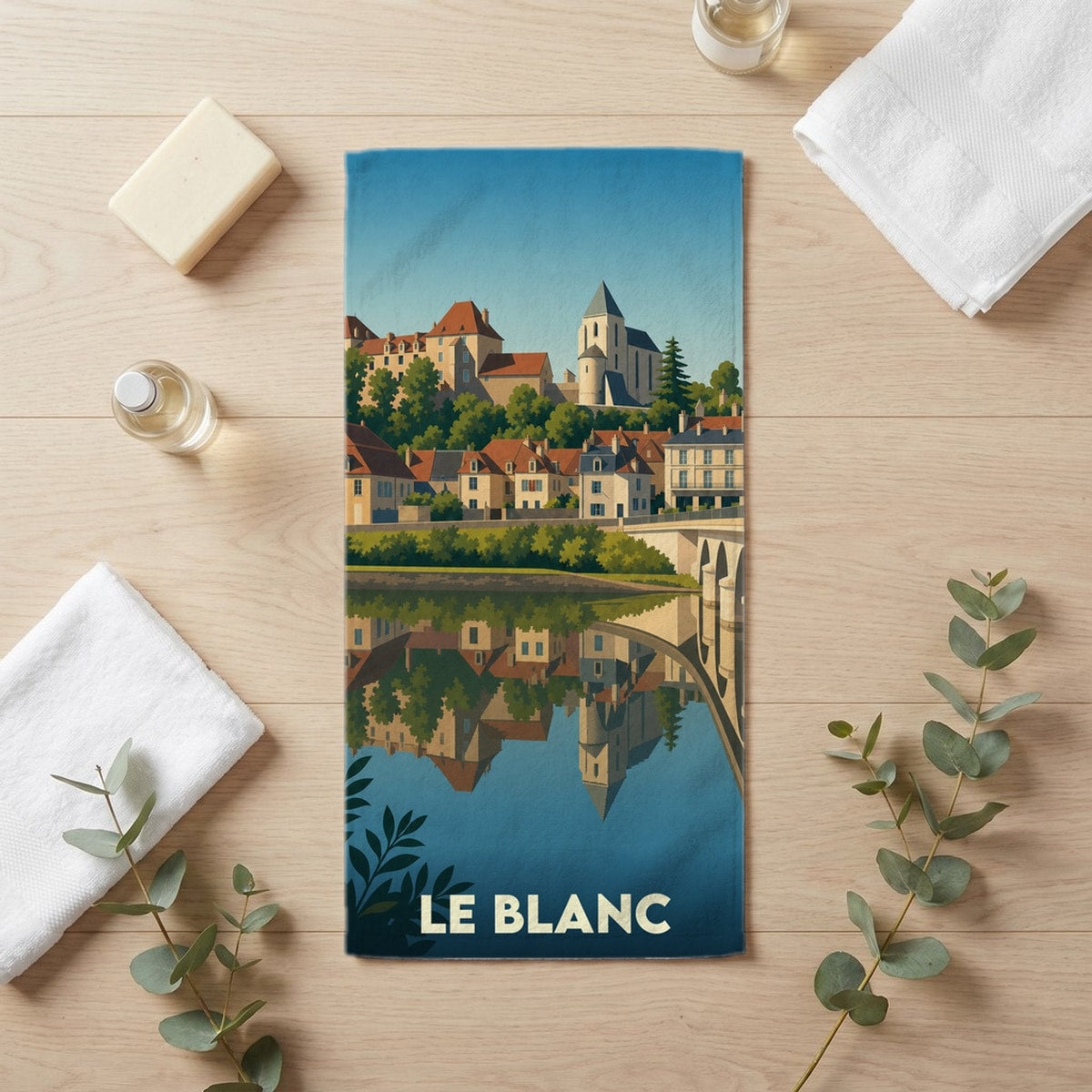 Serviette de bain 30 cm x 60 cm souvenir de Le Blanc