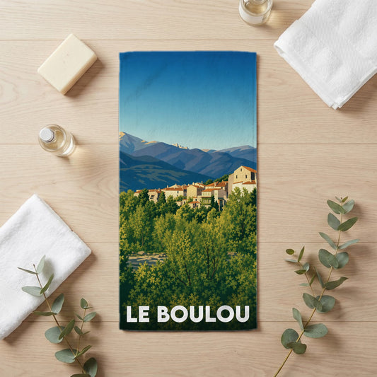 Serviette de bain 30 cm x 60 cm souvenir de Le Boulou