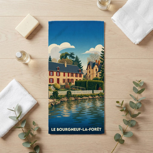 Serviette de bain 30 cm x 60 cm souvenir de Le Bourgneuf-la-Forêt
