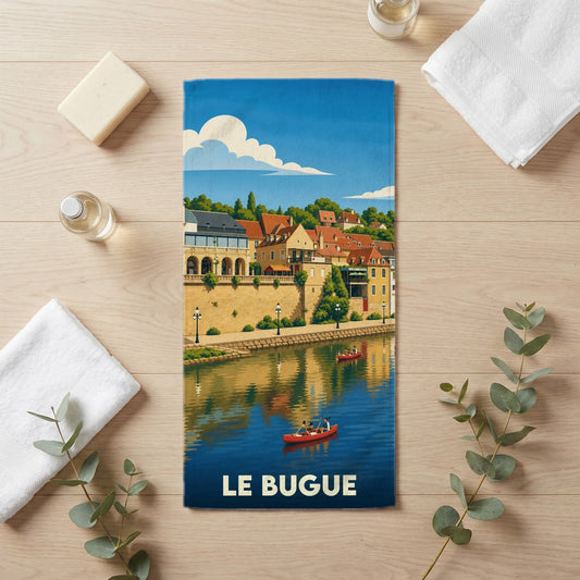 Serviette de bain 30 cm x 60 cm souvenir de Le Bugue