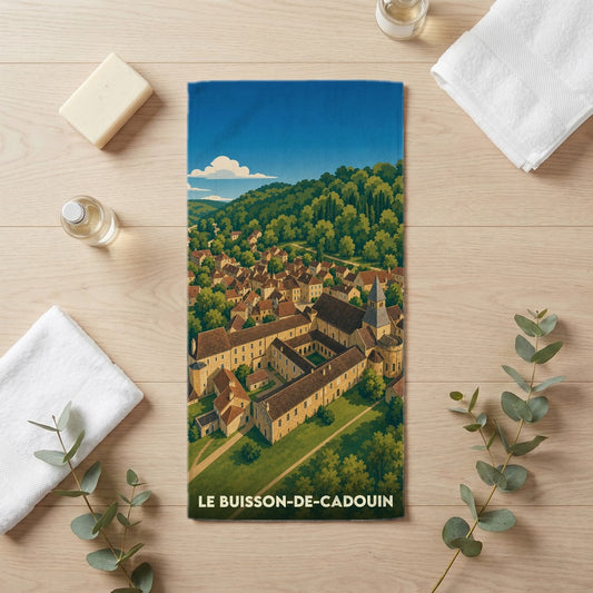 Serviette de bain 30 cm x 60 cm souvenir de Le Buisson-de-Cadouin
