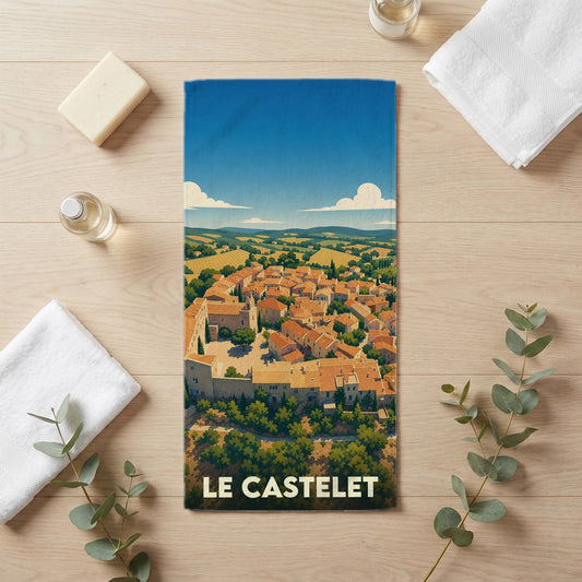 Serviette de bain 30 cm x 60 cm souvenir de Le Castelet