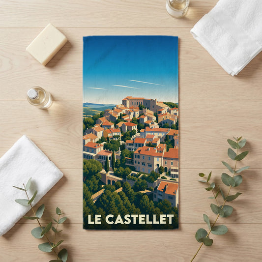 Serviette de bain 30 cm x 60 cm souvenir de Le Castellet