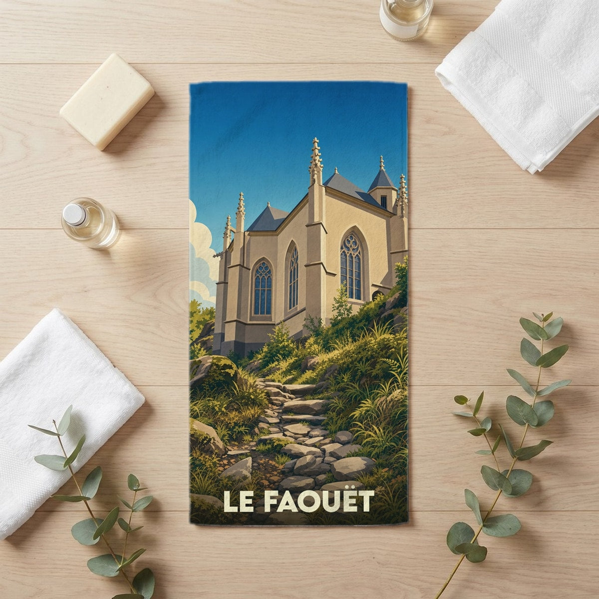 Serviette de bain 30 cm x 60 cm souvenir de Le Faouët