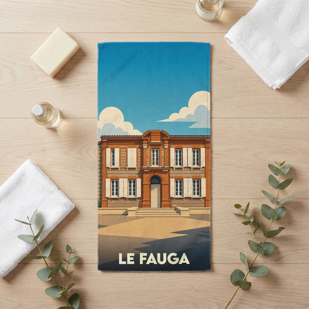 Serviette de bain 30 cm x 60 cm souvenir de Le Fauga