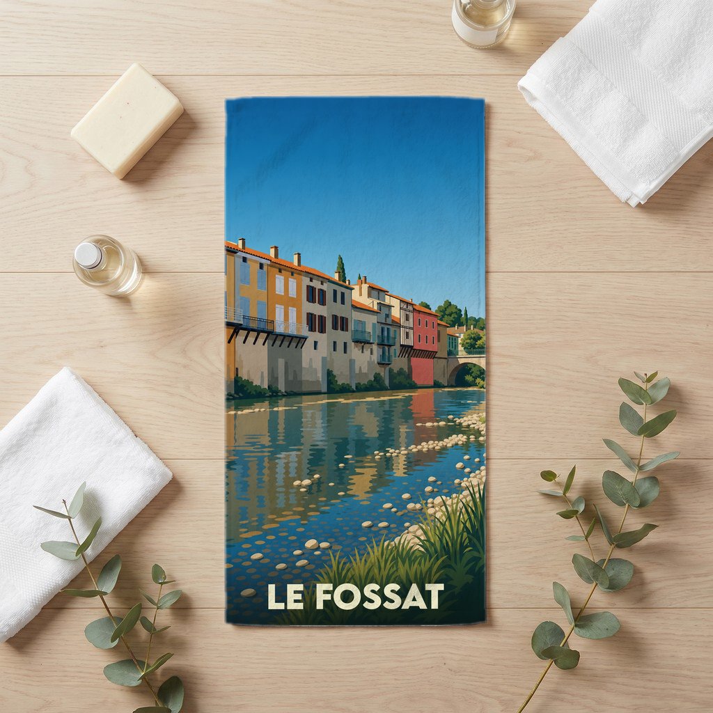 Serviette de bain 30 cm x 60 cm souvenir de Le Fossat