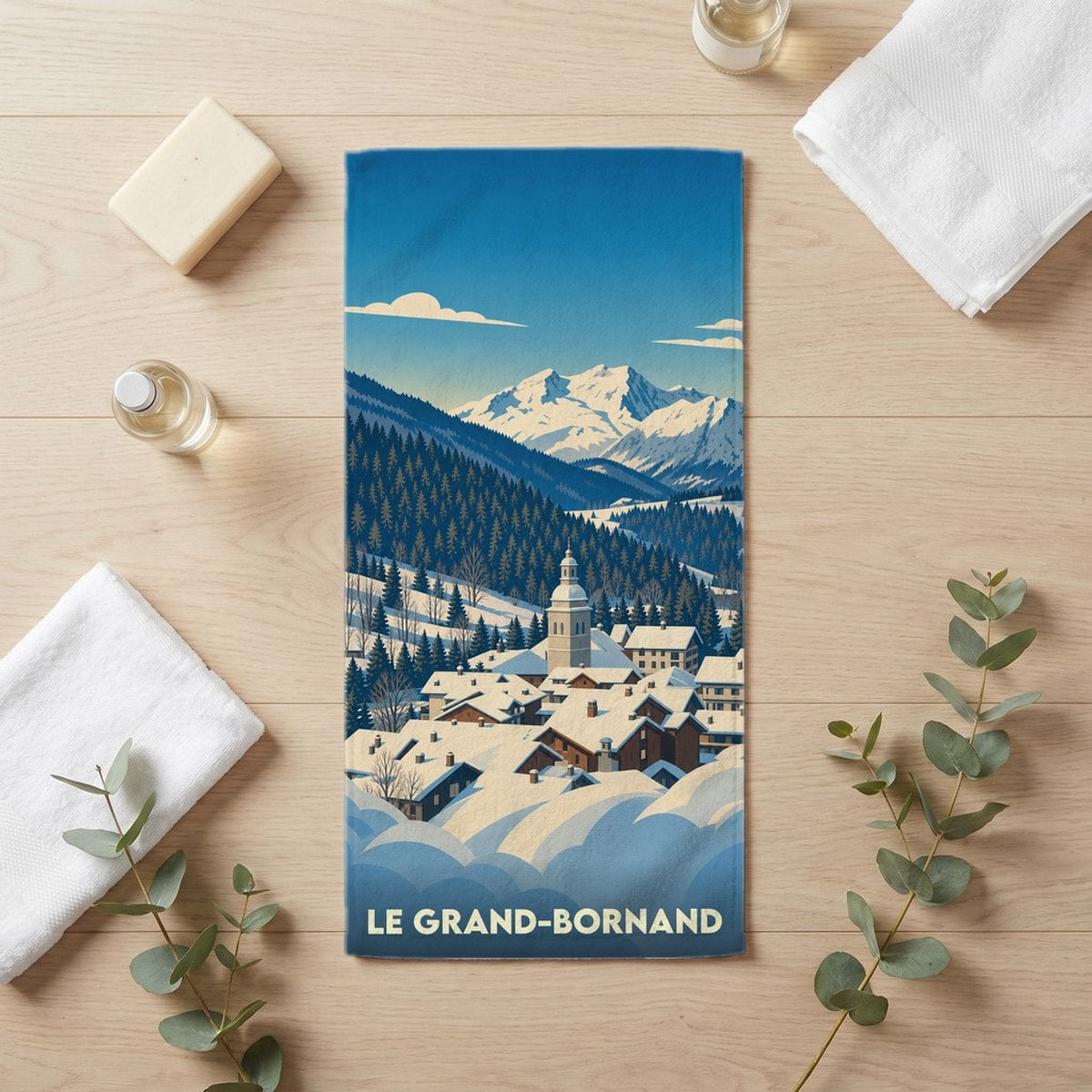 Serviette de bain 30 cm x 60 cm souvenir de Le Grand-Bornand