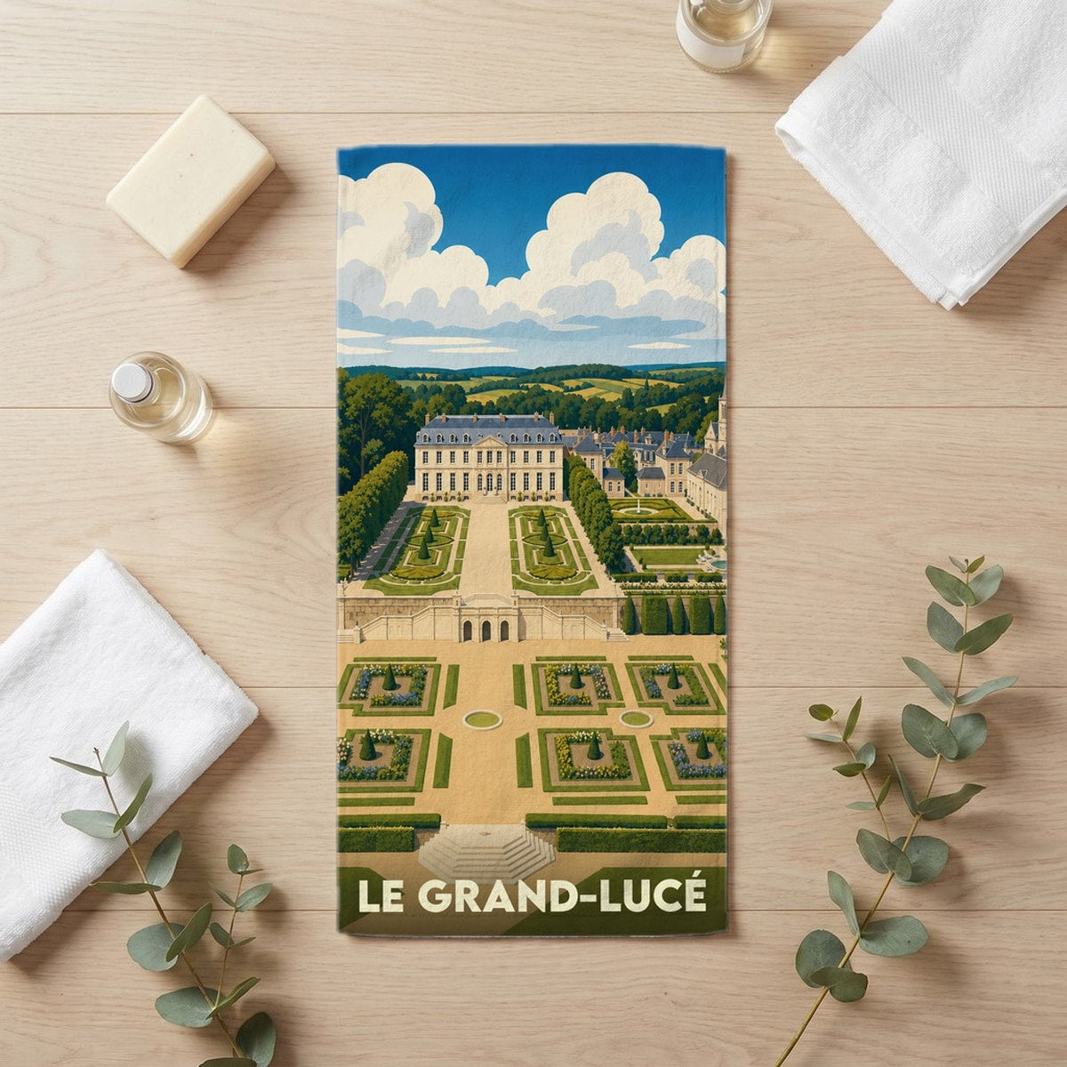 Serviette de bain 30 cm x 60 cm souvenir de Le Grand-Lucé