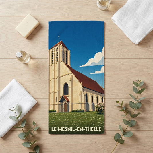 Serviette de bain 30 cm x 60 cm souvenir de Le Mesnil-en-Thelle