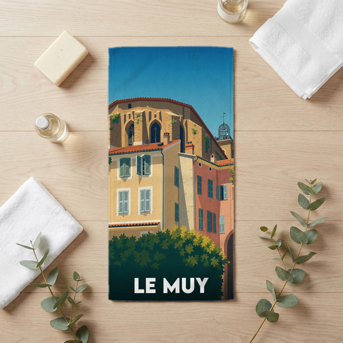 Serviette de bain 30 cm x 60 cm souvenir de Le Muy