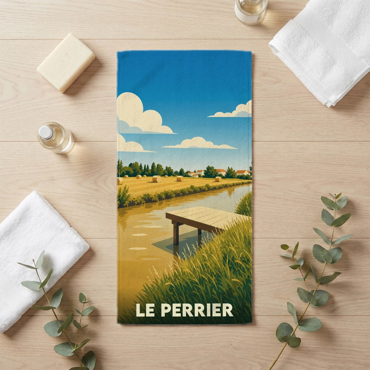 Serviette de bain 30 cm x 60 cm souvenir de Le Perrier