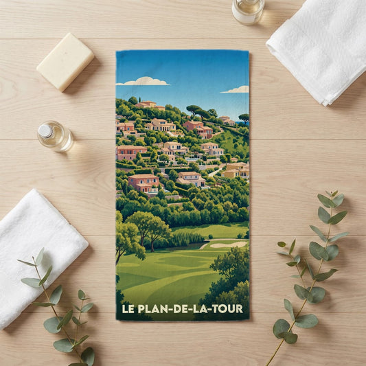 Serviette de bain 30 cm x 60 cm souvenir de Le Plan-de-la-Tour