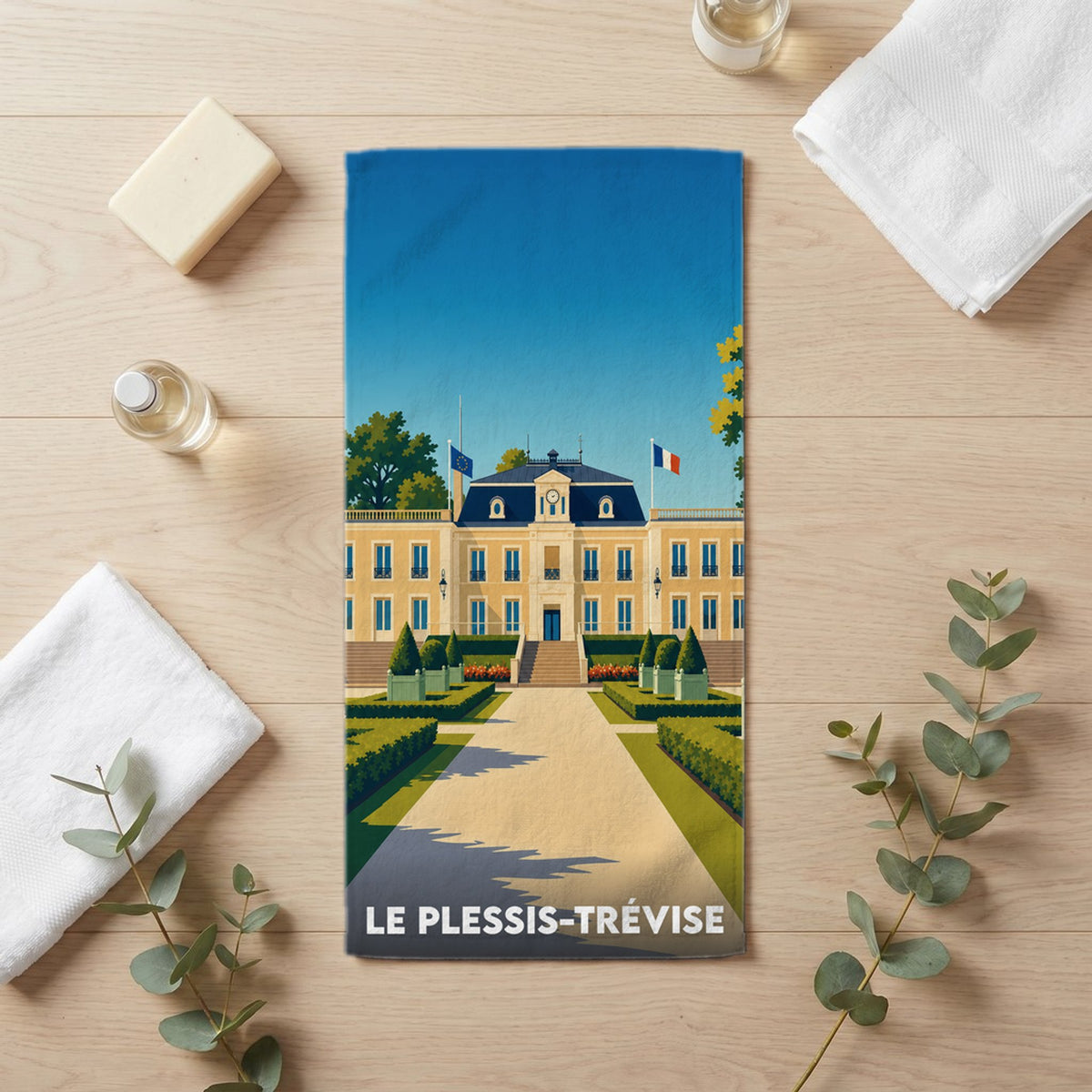 Serviette de bain 30 cm x 60 cm souvenir de Le Plessis-Trévise