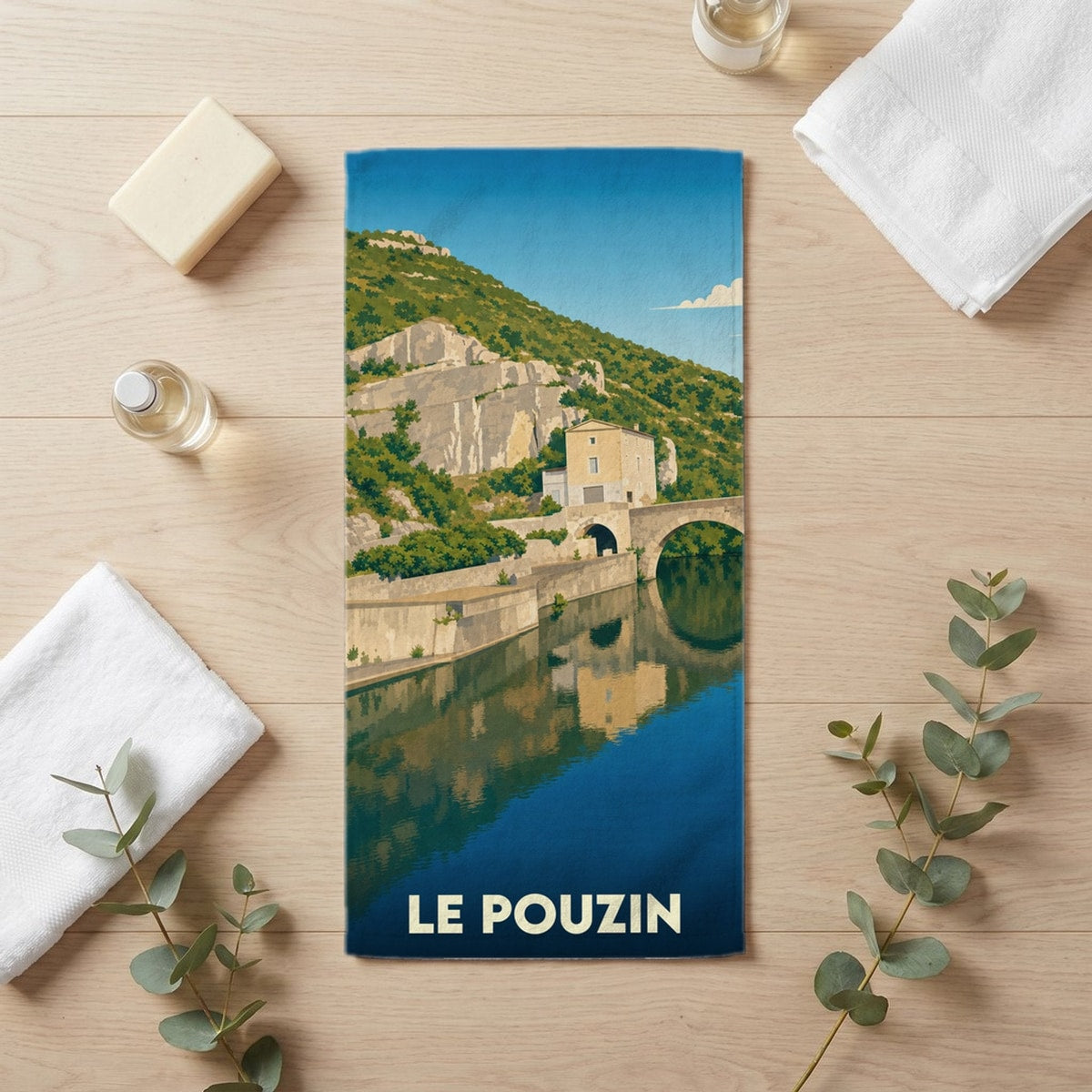 Serviette de bain 30 cm x 60 cm souvenir de Le Pouzin
