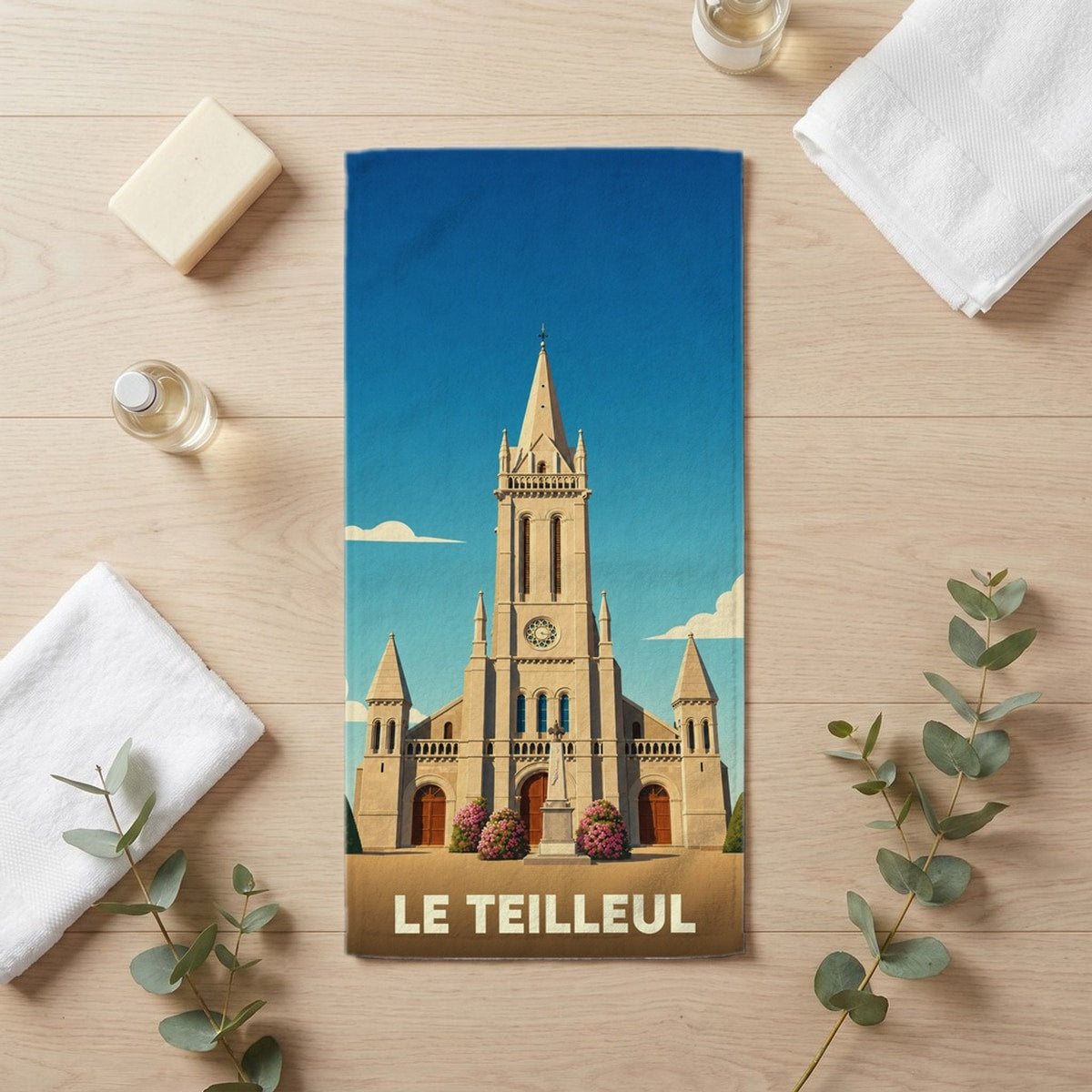 Serviette de bain 30 cm x 60 cm souvenir de Le Teilleul