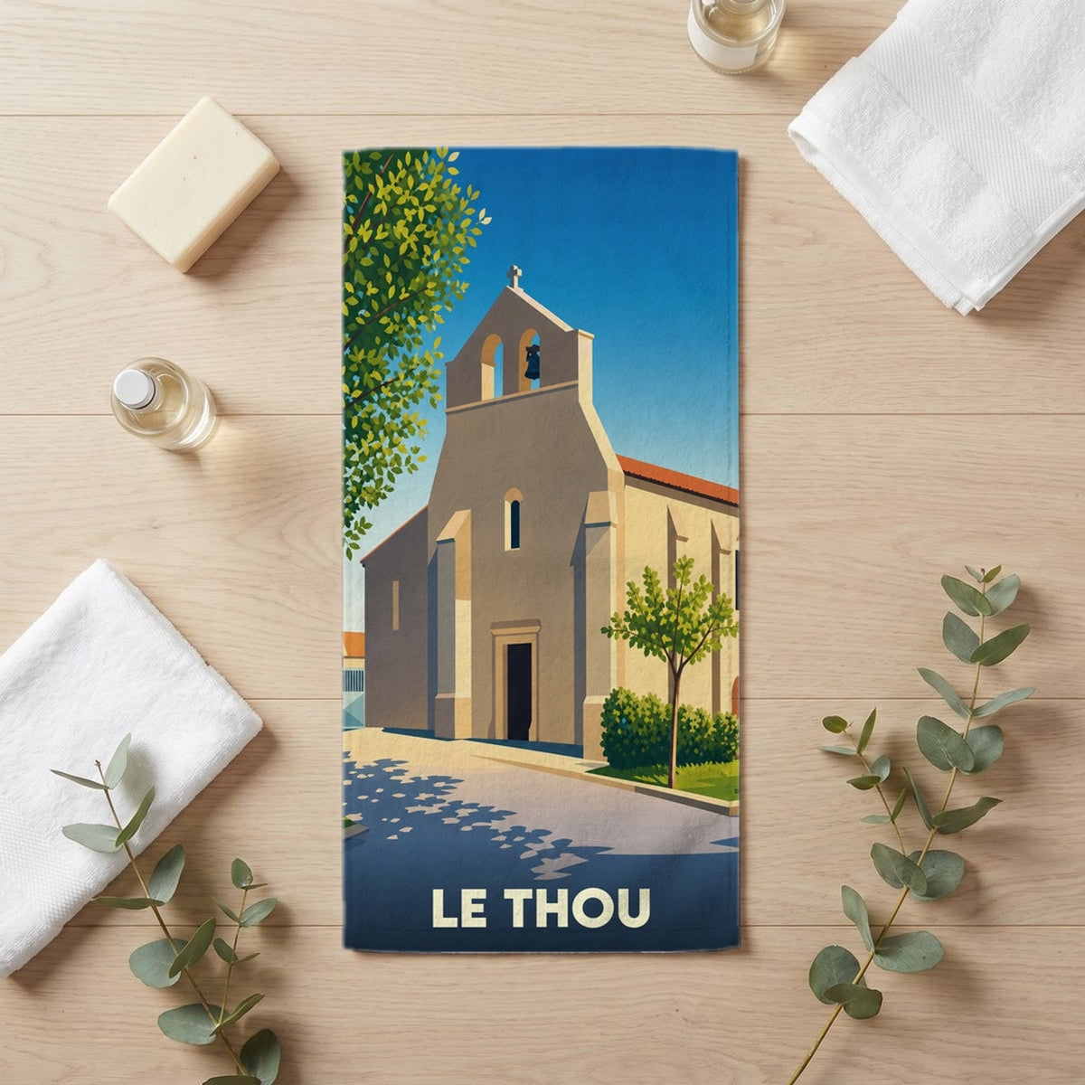 Serviette de bain 30 cm x 60 cm souvenir de Le Thou