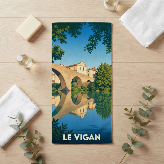 Serviette de bain 30 cm x 60 cm souvenir de Le Vigan