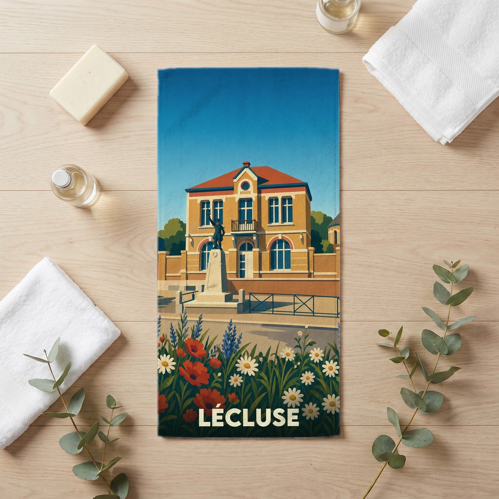 Serviette de bain 30 cm x 60 cm souvenir de Lécluse