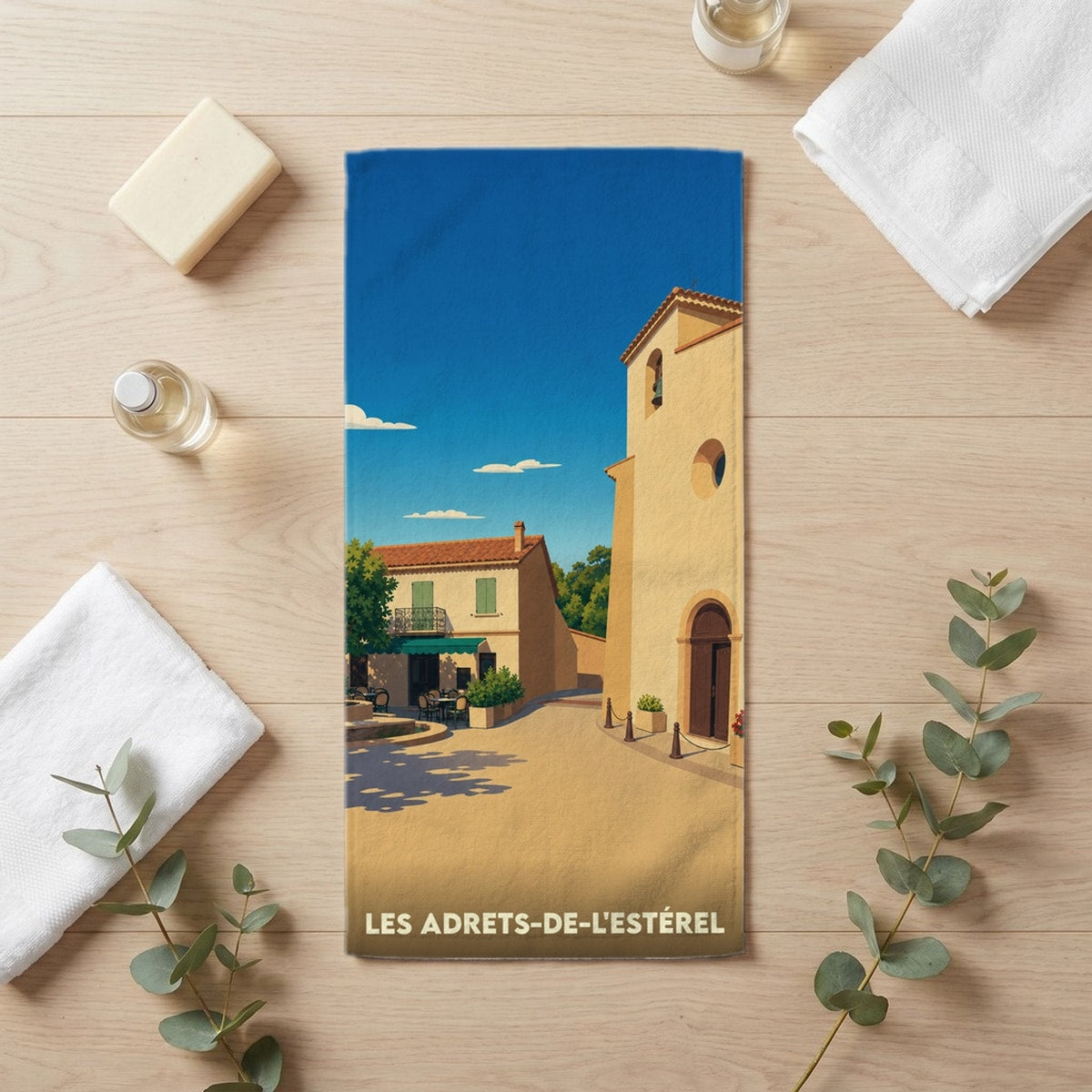 Serviette de bain 30 cm x 60 cm souvenir de Les Adrets-de-l'Estérel