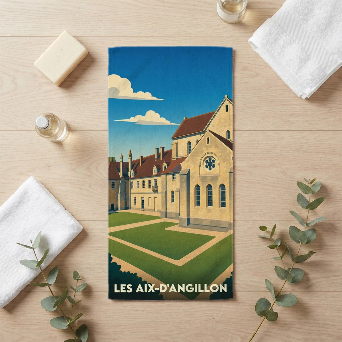 Serviette de bain 30 cm x 60 cm souvenir de Les Aix-d'Angillon