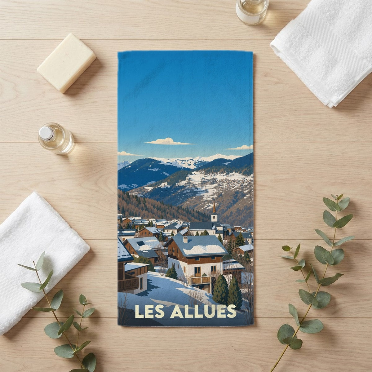 Serviette de bain 30 cm x 60 cm souvenir de Les Allues