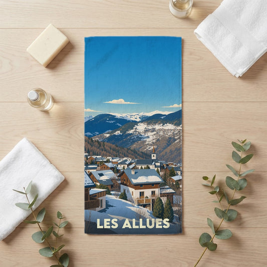 Serviette de bain 30 cm x 60 cm souvenir de Les Allues