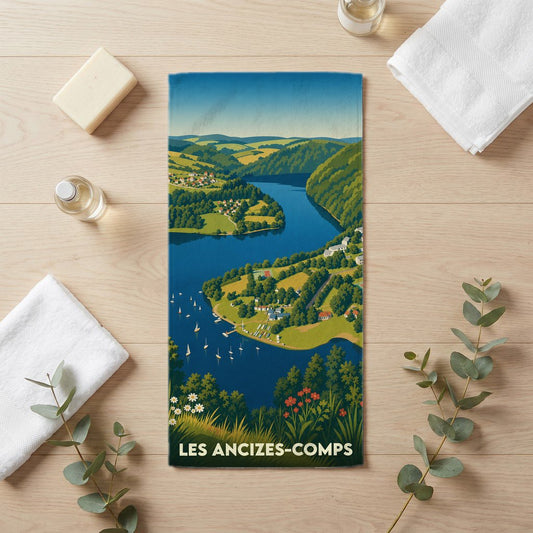 Serviette de bain 30 cm x 60 cm souvenir de Les Ancizes-Comps