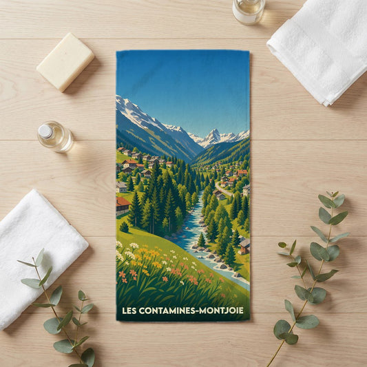 Serviette de bain 30 cm x 60 cm souvenir de Les Contamines-Montjoie