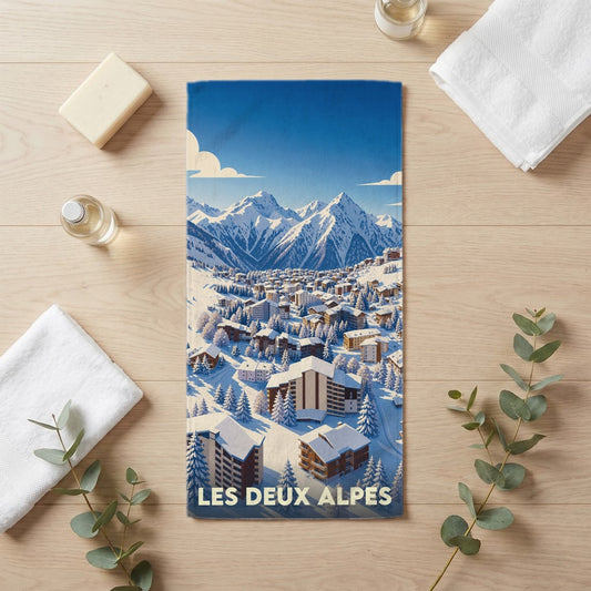 Serviette de bain 30 cm x 60 cm souvenir de Les Deux Alpes