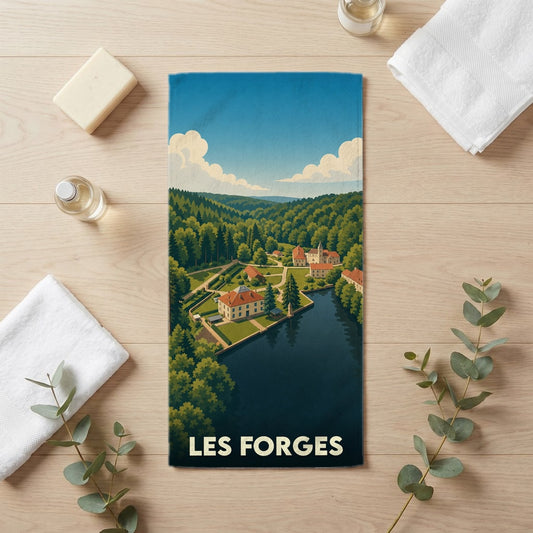Serviette de bain 30 cm x 60 cm souvenir de Les Forges