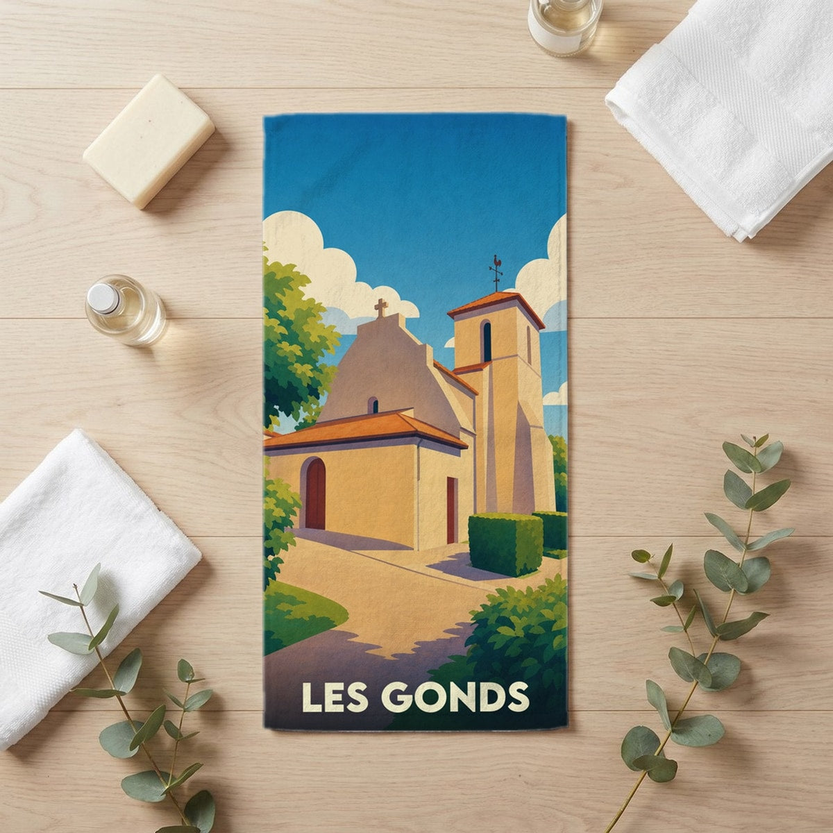 Serviette de bain 30 cm x 60 cm souvenir de Les Gonds