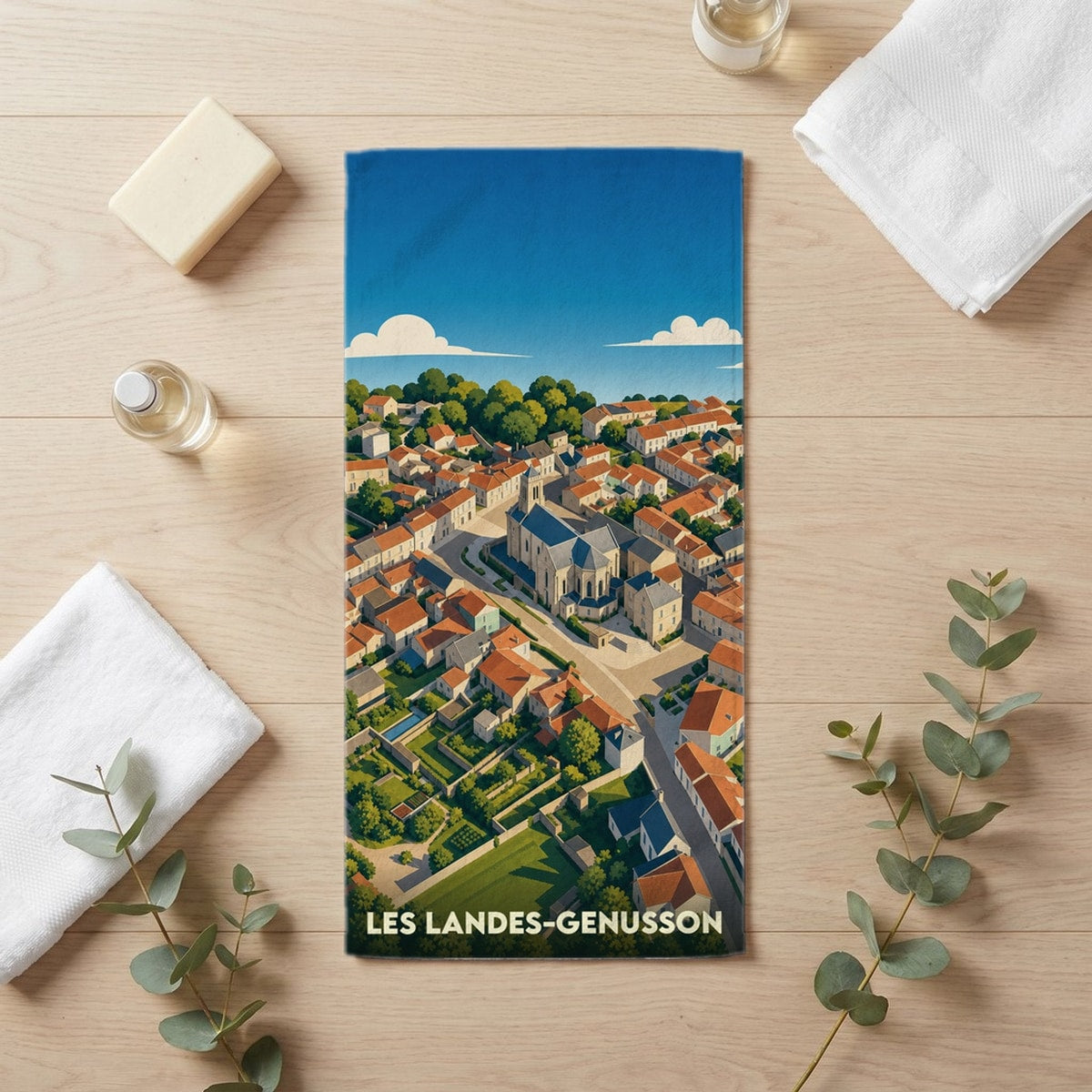 Serviette de bain 30 cm x 60 cm souvenir de Les Landes-Genusson