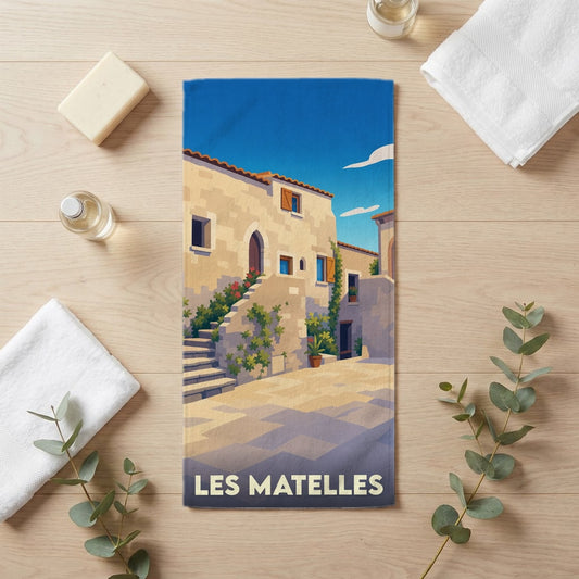Serviette de bain 30 cm x 60 cm souvenir de Les Matelles