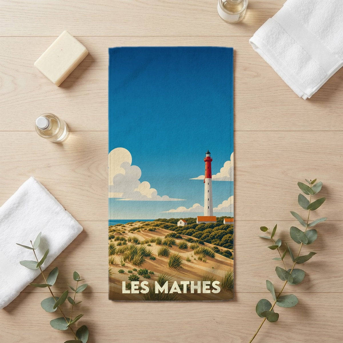 Serviette de bain 30 cm x 60 cm souvenir de Les Mathes