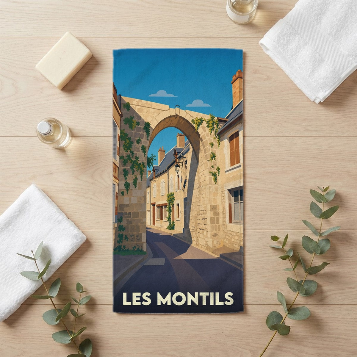 Serviette de bain 30 cm x 60 cm souvenir de Les Montils