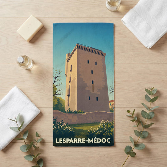Serviette de bain 30 cm x 60 cm souvenir de Lesparre-Médoc
