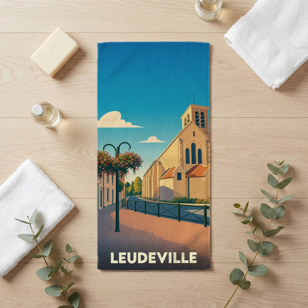 Serviette de bain 30 cm x 60 cm souvenir de Leudeville