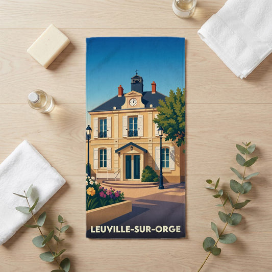 Serviette de bain 30 cm x 60 cm souvenir de Leuville-sur-Orge