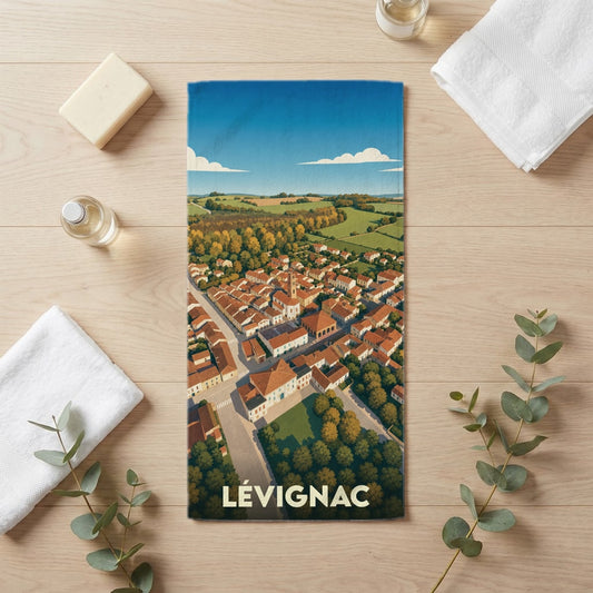 Serviette de bain 30 cm x 60 cm souvenir de Lévignac