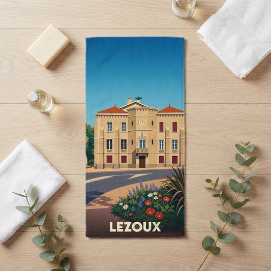 Serviette de bain 30 cm x 60 cm souvenir de Lezoux