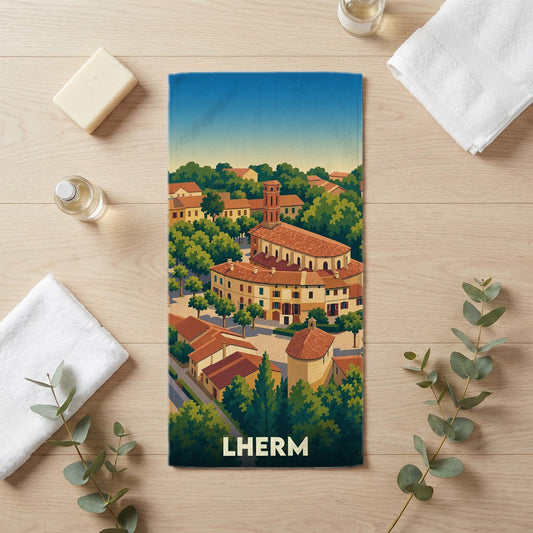 Serviette de bain 30 cm x 60 cm souvenir de Lherm