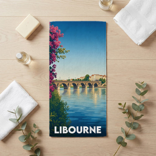 Serviette de bain 30 cm x 60 cm souvenir de Libourne