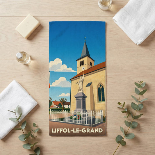Serviette de bain 30 cm x 60 cm souvenir de Liffol-le-Grand