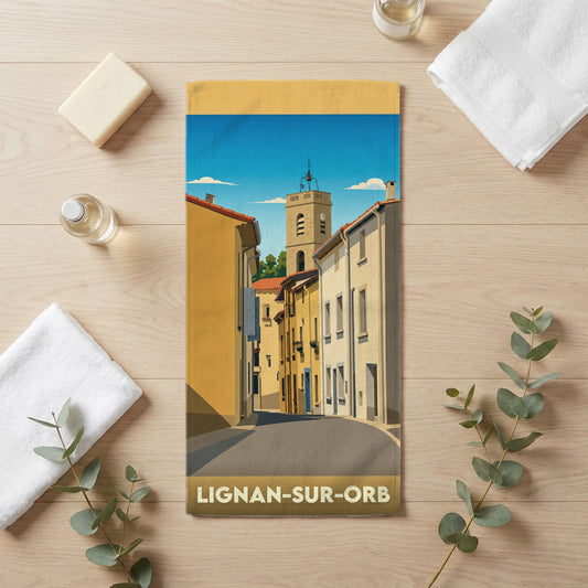 Serviette de bain 30 cm x 60 cm souvenir de Lignan-sur-Orb