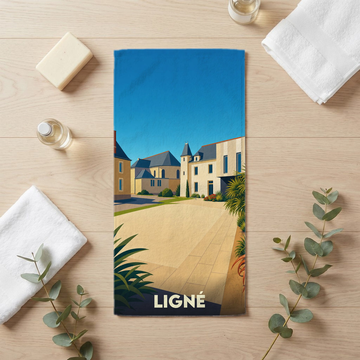 Serviette de bain 30 cm x 60 cm souvenir de Ligné