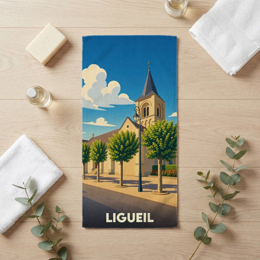 Serviette de bain 30 cm x 60 cm souvenir de Ligueil
