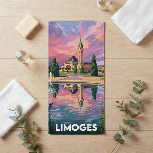 Serviette de bain 30 cm x 60 cm souvenir de Limoges